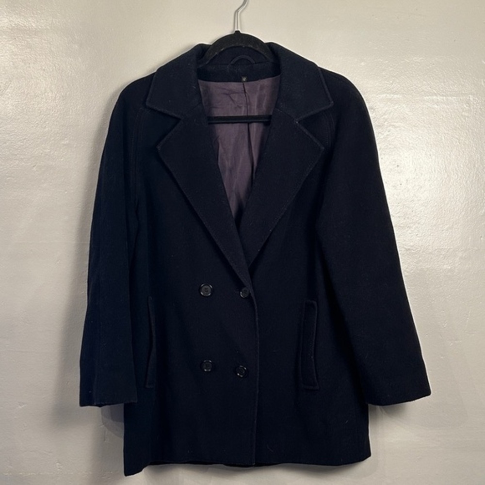 Vintage Dickins & Jones Cashmere and Wool Pea Coat Size 12 Navy Blue One